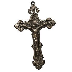 INRI Lumin Crucifix Sterling Silver .925 Ornate Religious Vintage Pendant Cross